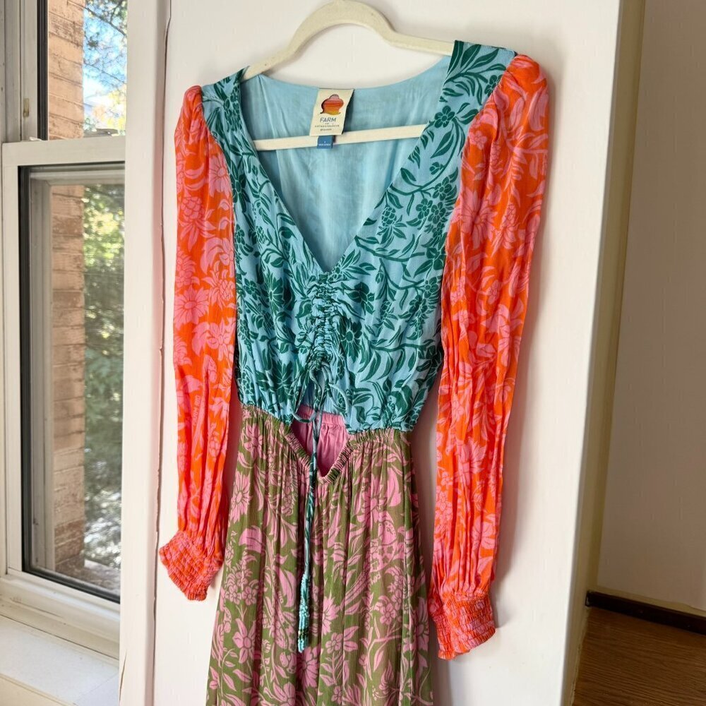 New Farm Rio Long-Sleeve Maxi Dress Pink Small - Picture 4 of 13